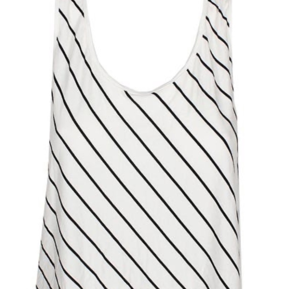 Kensie White and Black Striped Cropped Tank Top - Picture 2 of 7